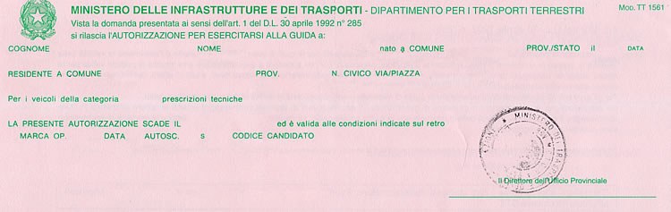 conseguire il foglio rosa patente B autoscuola a cagliari